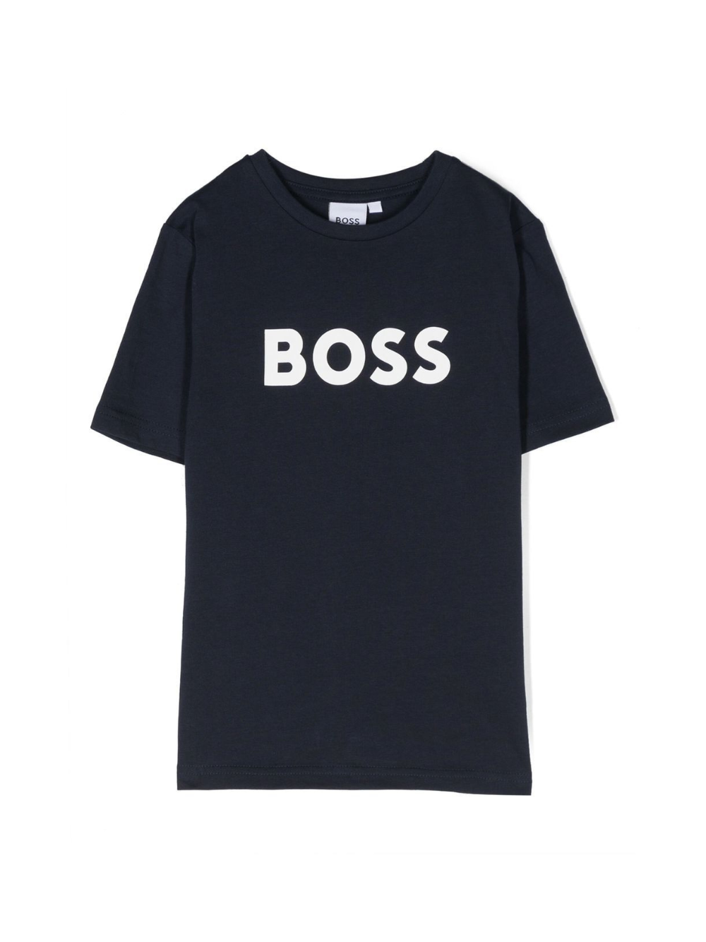 T-shirt per bambino BOSS Kidswear blu con logo goffrato bianco J25P24 849 BOSS KIDS
