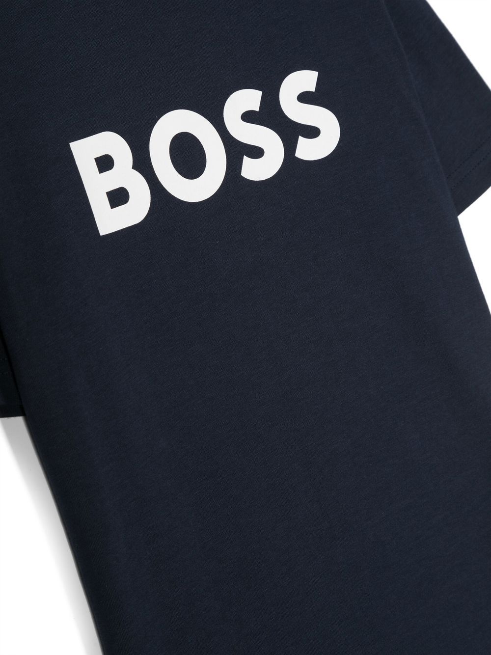T-shirt per bambino BOSS Kidswear blu con logo goffrato bianco J25P24 849 BOSS KIDS