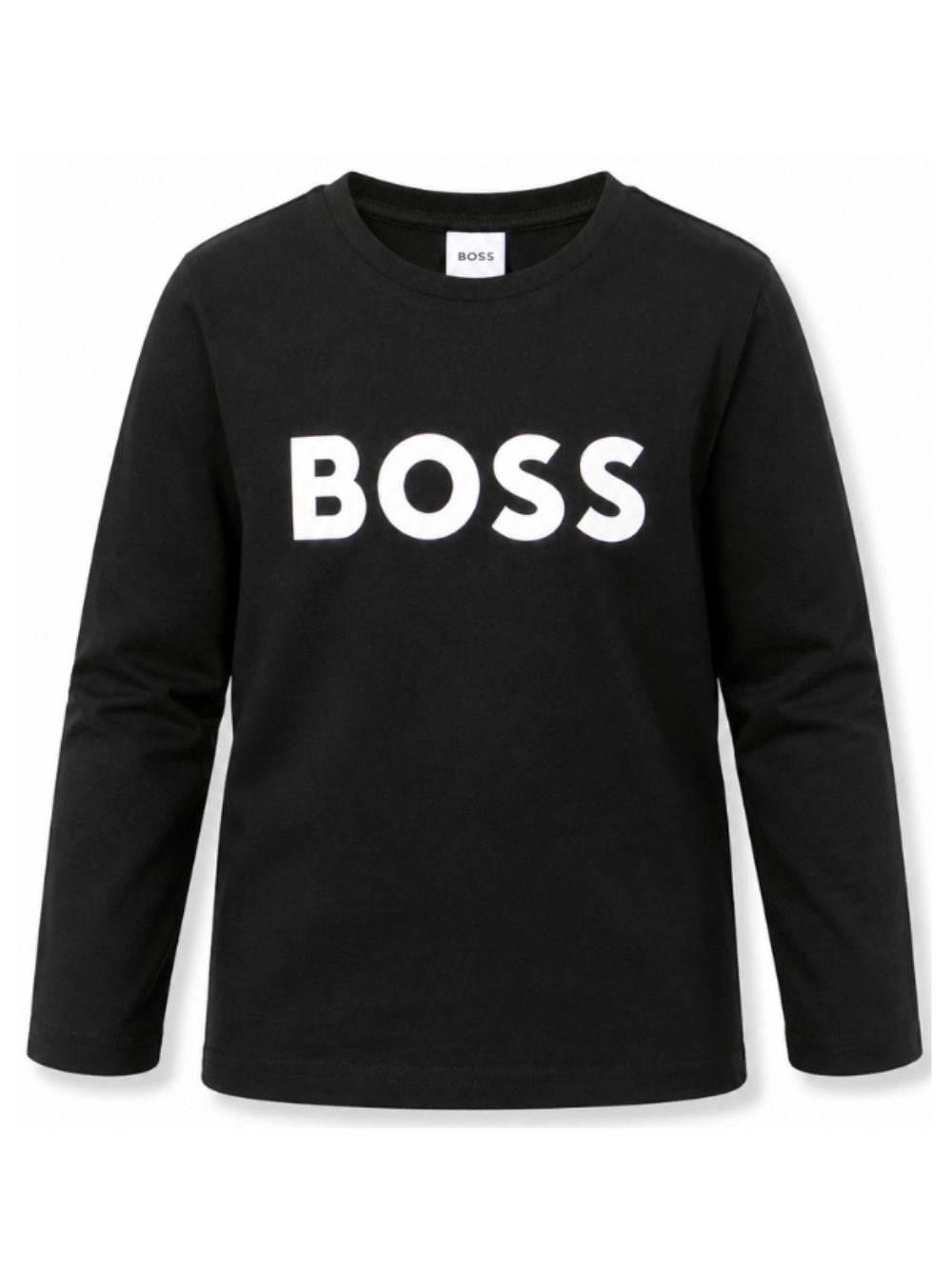 T-shirt per bambino Boss Kids nera con stampa logo sul davanti J25P25 09B BOSS KIDS