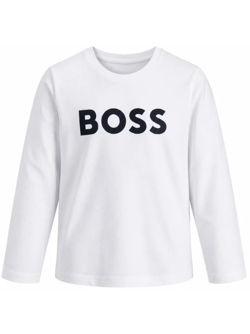 T-shirt per bambino Boss Kids bianca con stampa logo sul davanti J25P25 10P BOSS KIDS