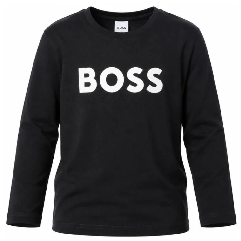 T-shirt per bambino Boss Kids blu con stampa logo sul davanti J25P25 849 BOSS KIDS