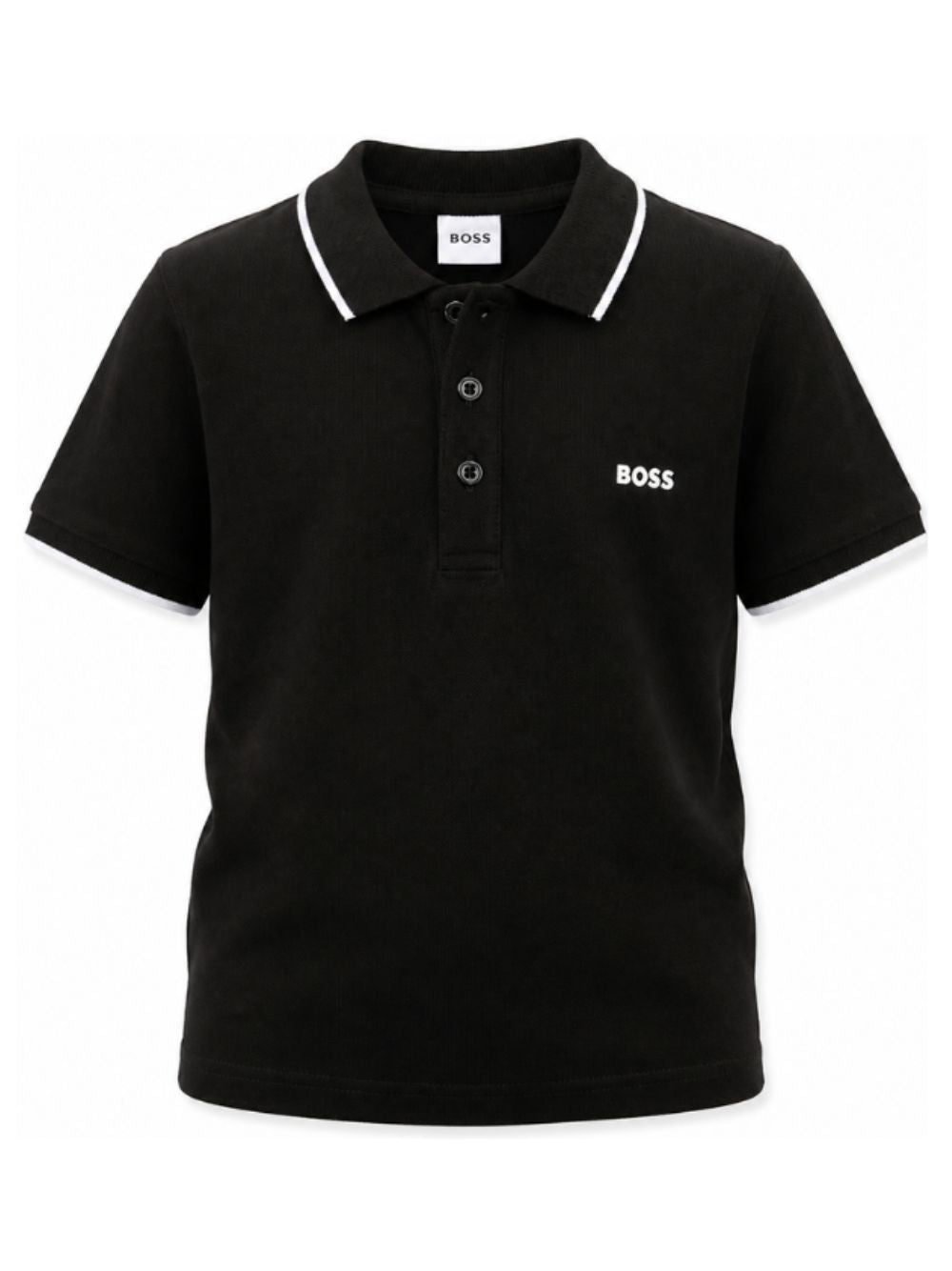 Polo per bambino Boss Kids nera con logo goffrato J25P26 09B BOSS KIDS