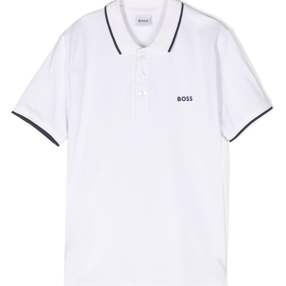Polo per bambino Boss Kids bianca con logo goffrato J25P26 10P BOSS KIDS