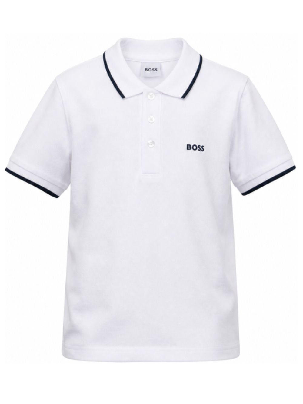 Polo per bambino Boss Kids bianca con logo goffrato J25P26 10P BOSS KIDS