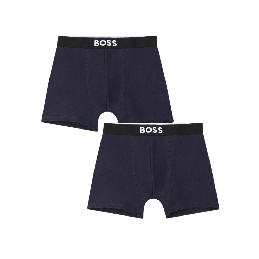 Set 2 boxer per bambino Boss Kids blu con stampa logo sul davanti J52665 849 BOSS KIDS