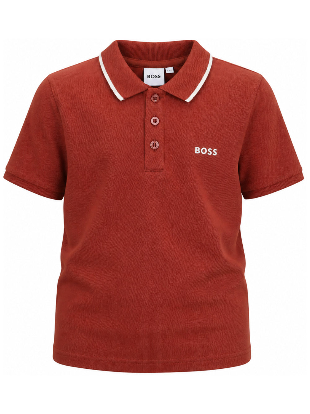 T-shirt per bambino Boss Kids rossa con colletto stile polo J53169 95G BOSS KIDS