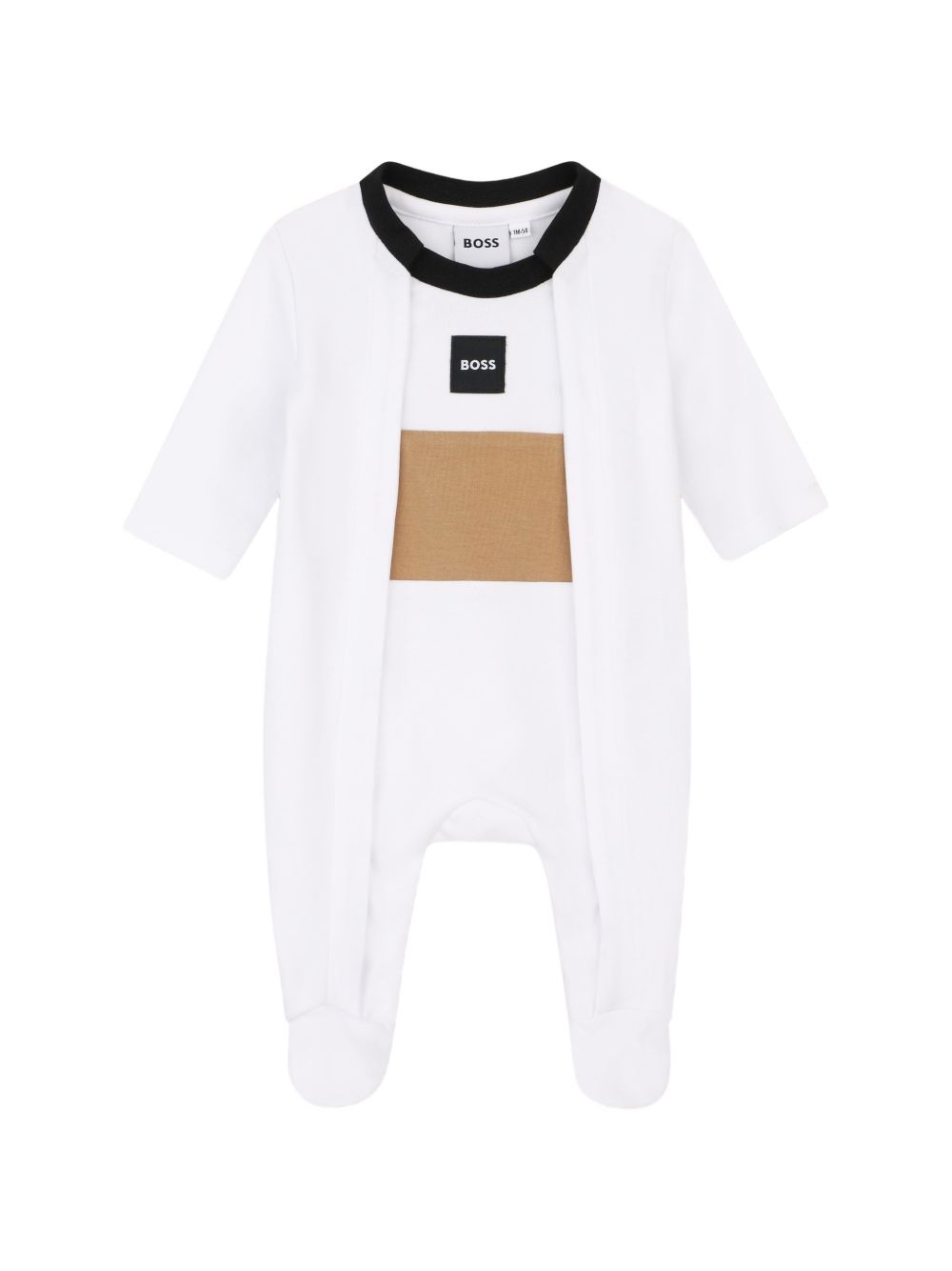 Tutina, berretto e bavaglino per neonato Boss Kids bianco inserto color-block J53292 10P BOSS KIDS