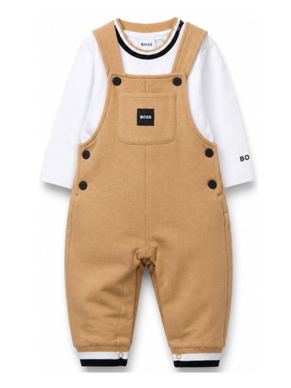 Salopette per neonato Boss Kids beige con applicazione J53301 269 BOSS KIDS