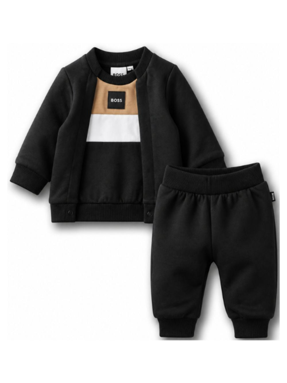 Completo sportivo per neonato Boss Kids nero con applicazione logo J53308 09B BOSS KIDS