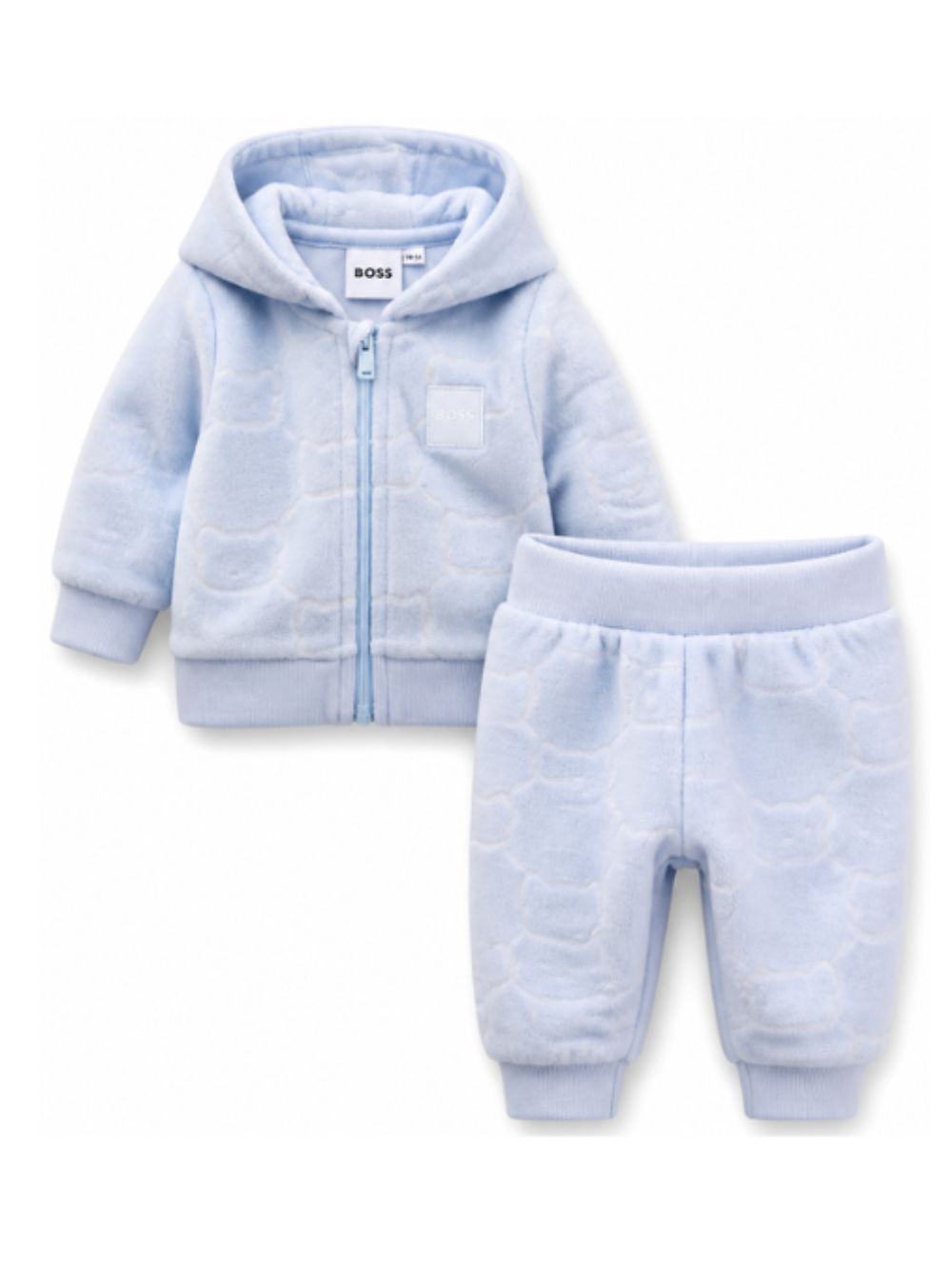 Tuta sportiva con cappuccio Boss Kids azzurra con effetto velluto J53310 771 BOSS KIDS