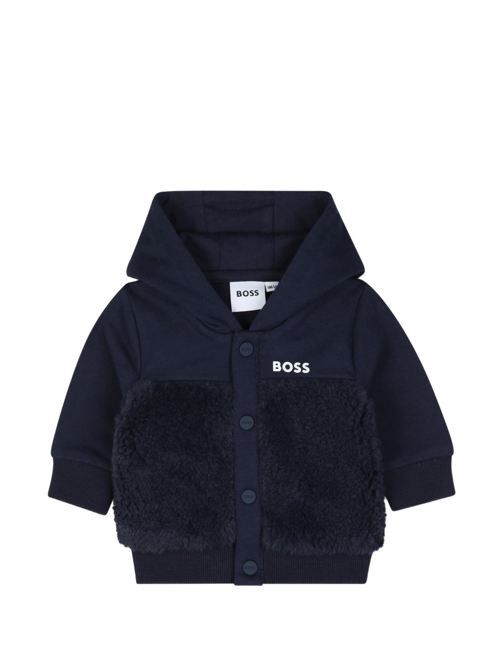 Tuta sportiva con logo per neonato Boss Kids blu con cappuccio J53312 849 BOSS KIDS