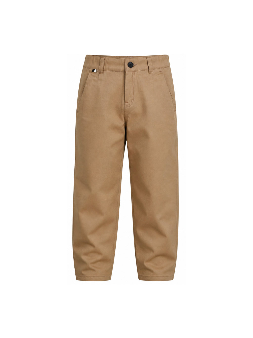 Pantaloni per bambino Boss Kids marroni con dettaglio plissettato J53350 269 BOSS KIDS