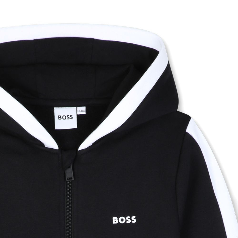 Felpa per bambino Boss Kids nera con logo sul davanti J53368 09B BOSS KIDS