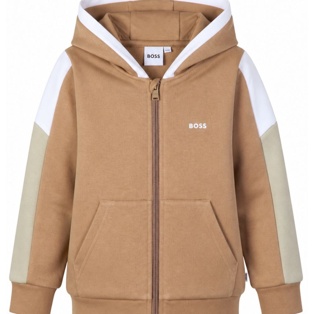 Felpa per bambino Boss Kids marrone con logo sul davanti J53368 269 BOSS KIDS