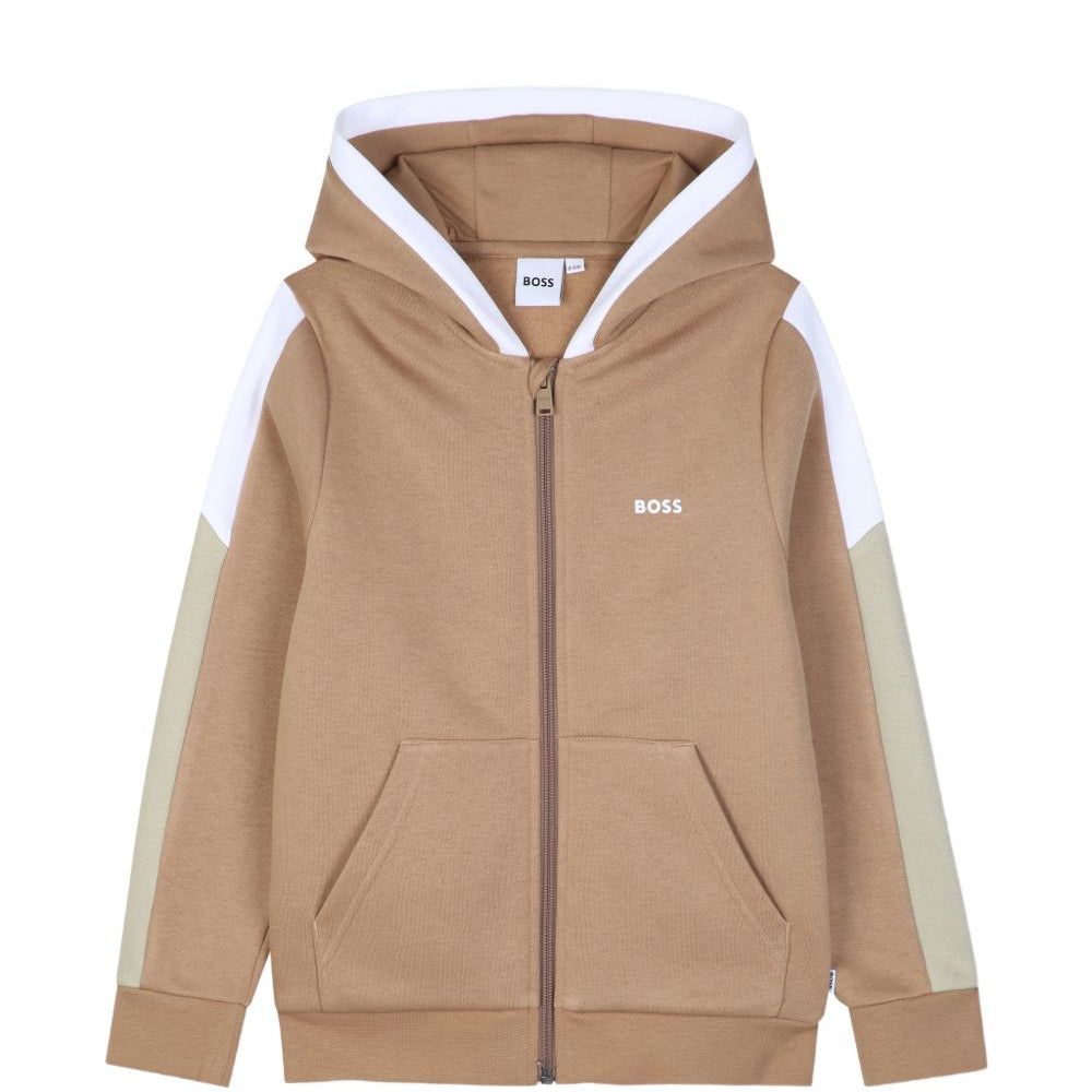 Felpa per bambino Boss Kids marrone con logo sul davanti J53368 269 BOSS KIDS