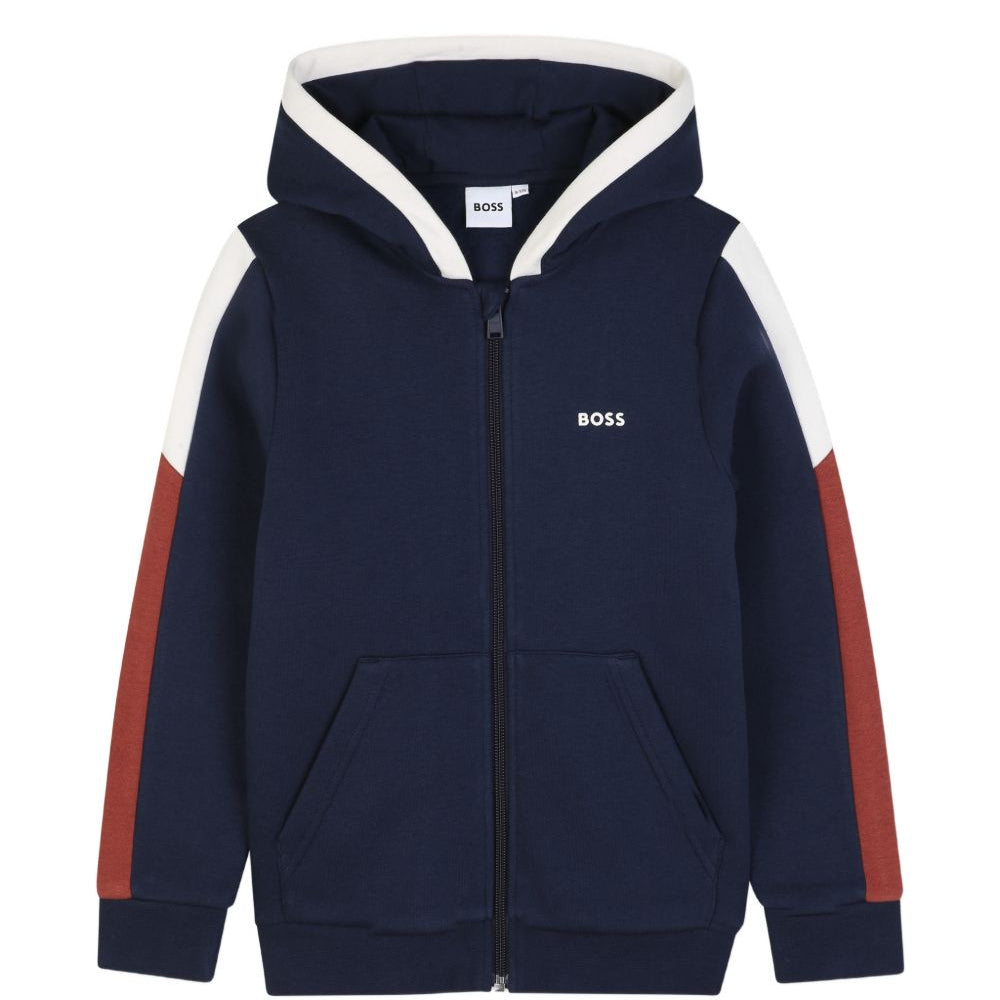 Felpa per bambino Boss Kids blu con logo sul davanti J53368 849 BOSS KIDS