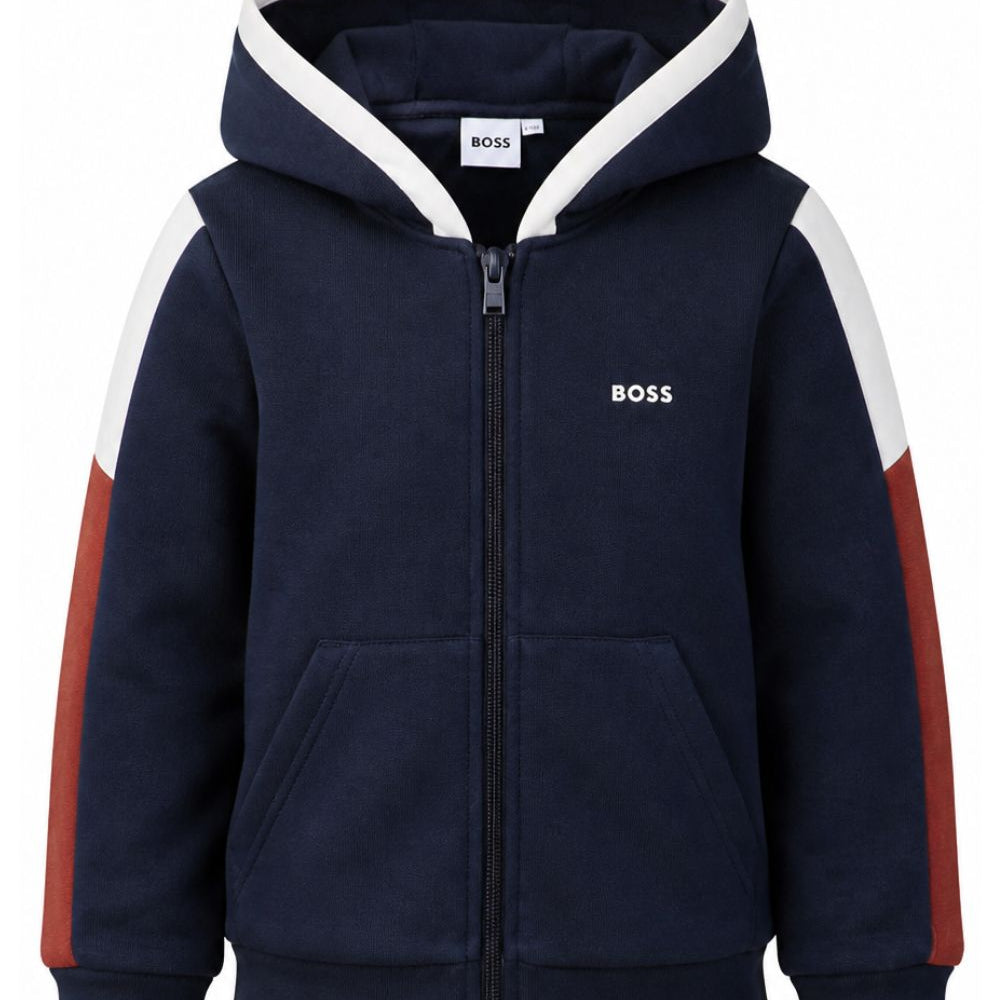Felpa per bambino Boss Kids blu con logo sul davanti J53368 849 BOSS KIDS