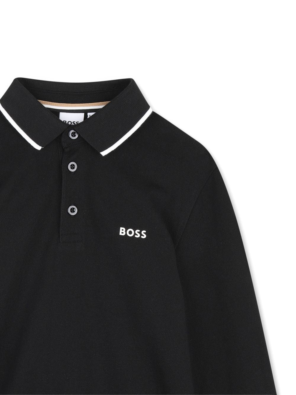 T-shirt per bambino Boss Kids nera con colletto stile polo J53376 09B BOSS KIDS