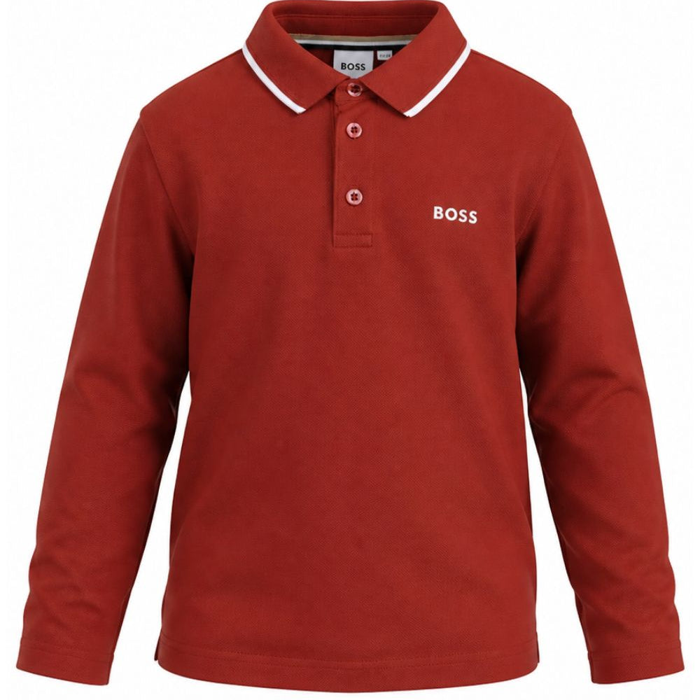 T-shirt per bambino Boss Kids rossa con colletto stile polo J53376 95G BOSS KIDS