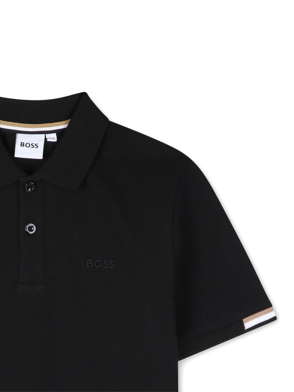 T-shirt per bambino Boss Kids nera con colletto stile polo J53378 09B BOSS KIDS
