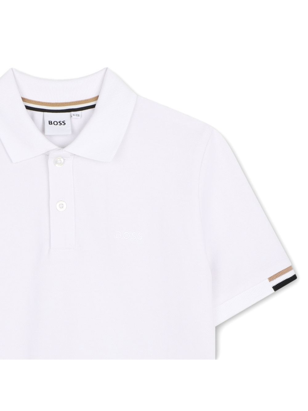 T-shirt per bambino Boss Kids bianca con colletto stile polo J53378 10P BOSS KIDS