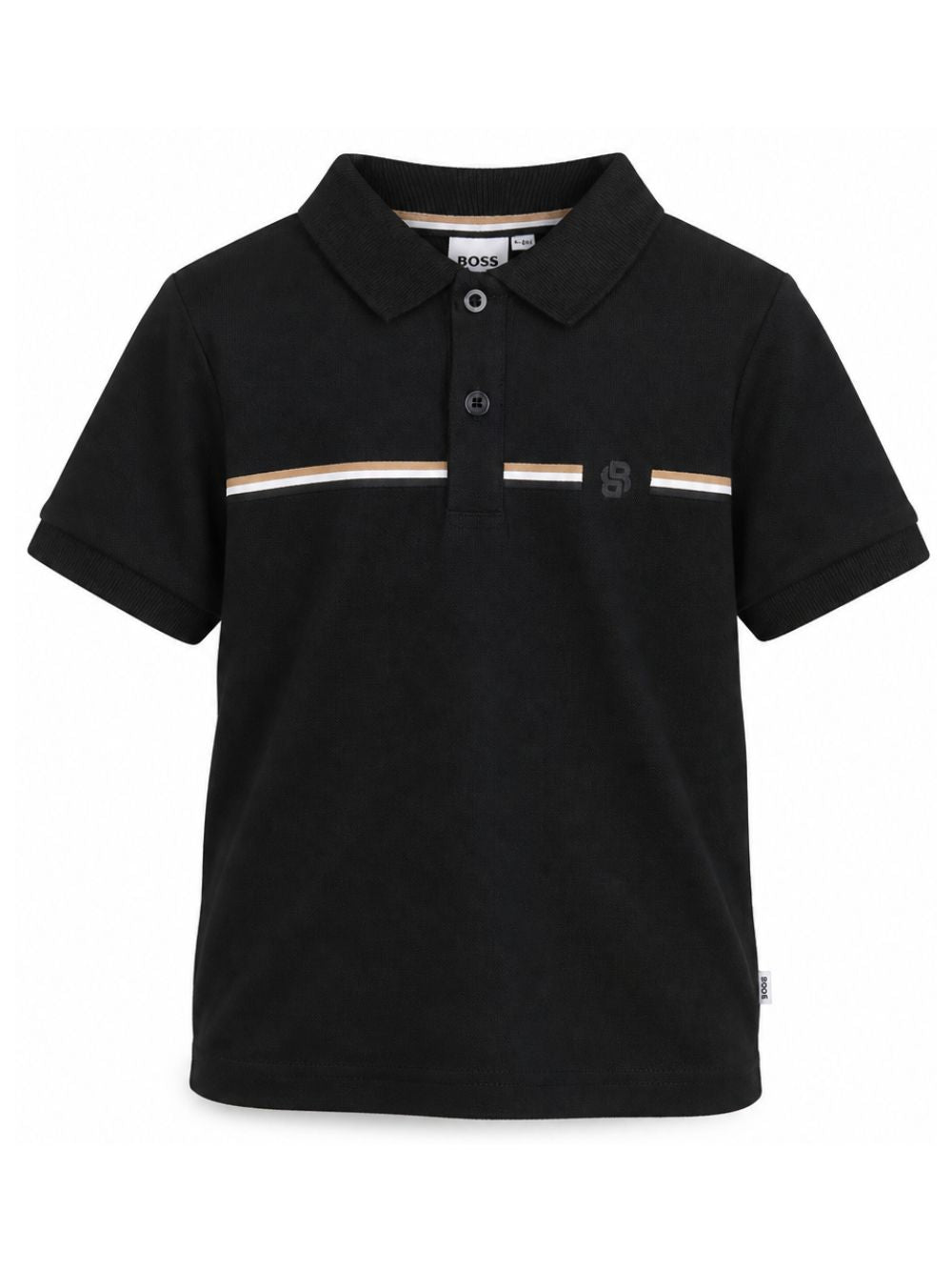 T-shirt per bambino Boss Kids nera con motivo a righe orizzontali J53384 09B BOSS KIDS