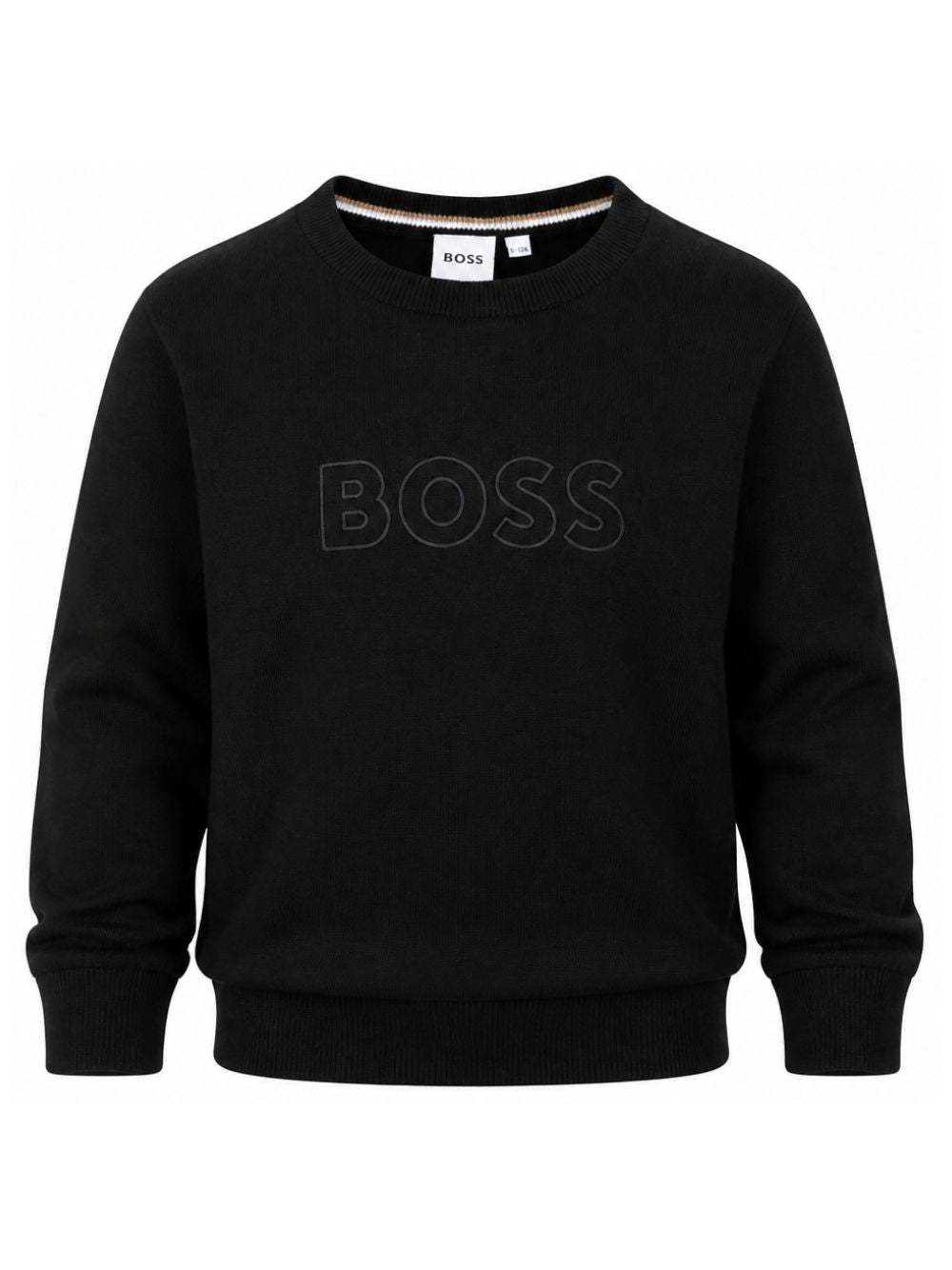 Maglione per bambino Boss Kids nero con logo ricamato sul davanti J53388 09B BOSS KIDS