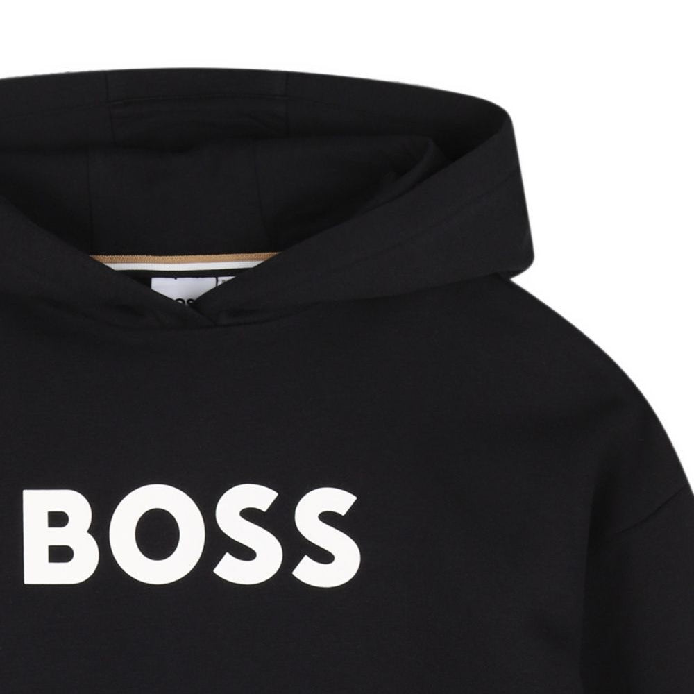 Felpa per bambino Boss Kids nera con logo sul davanti J53396 09B BOSS KIDS