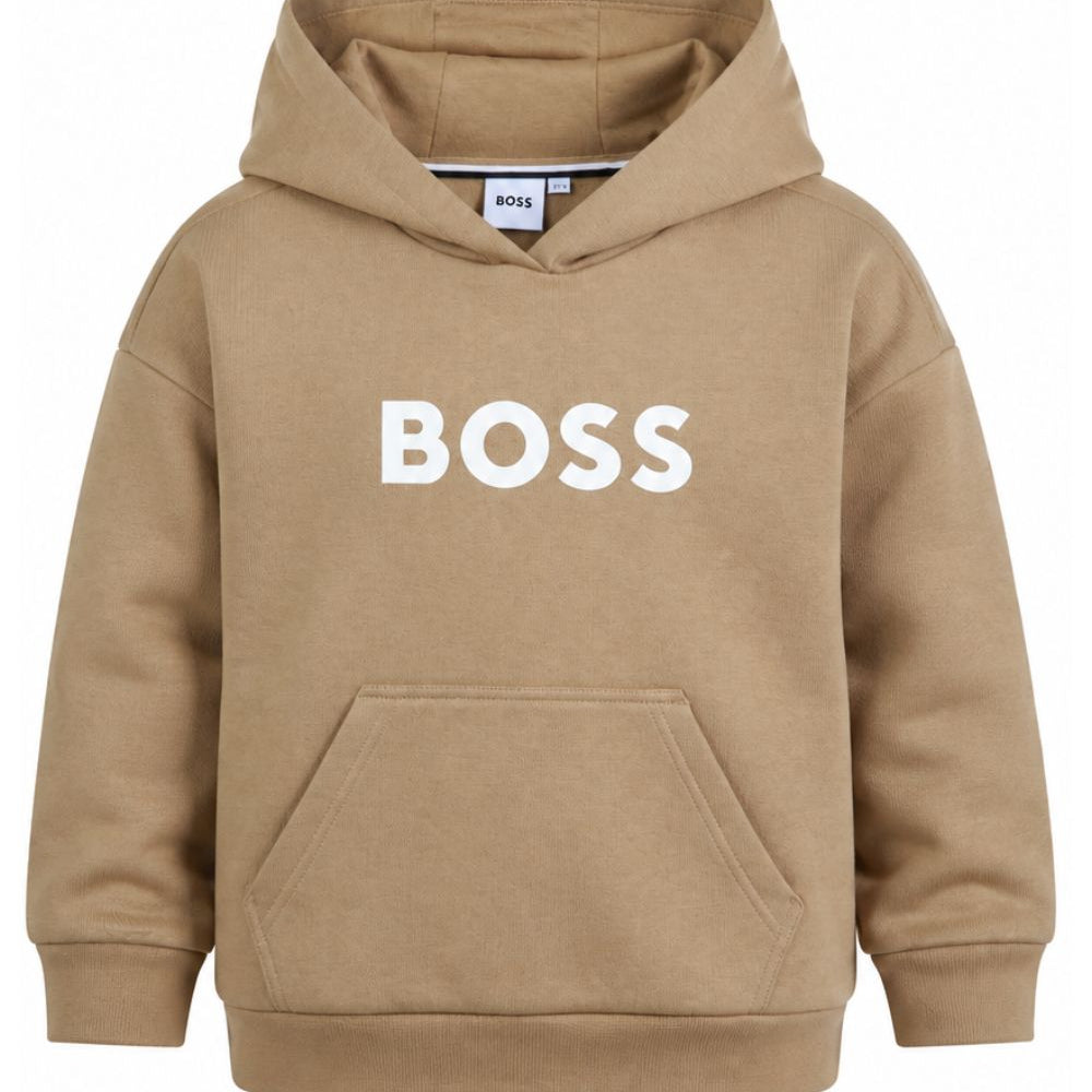Felpa per bambino Boss Kids beige con logo sul davanti J53396 269 BOSS KIDS