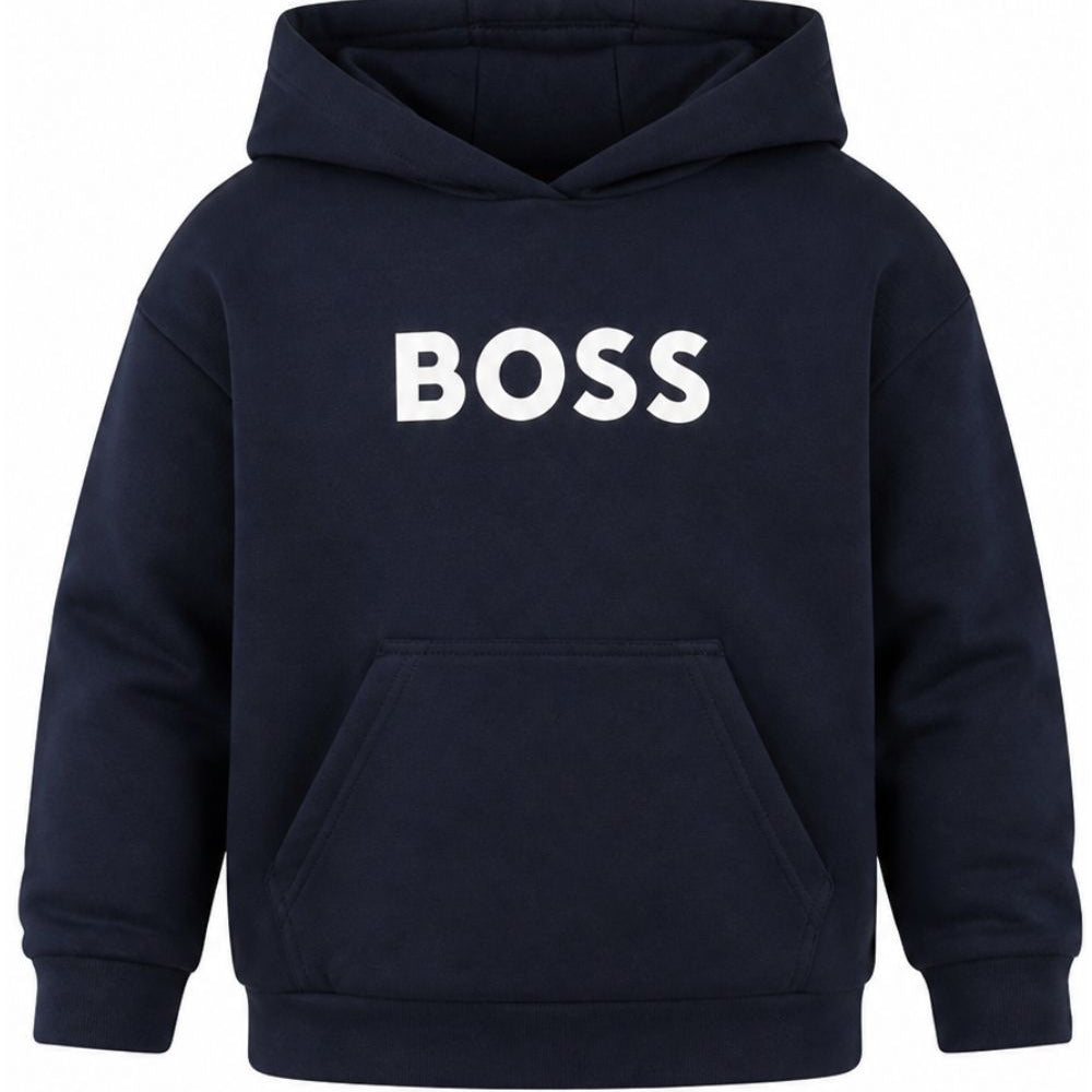 Felpa per bambino Boss Kids blu con logo sul davanti J53396 849 BOSS KIDS