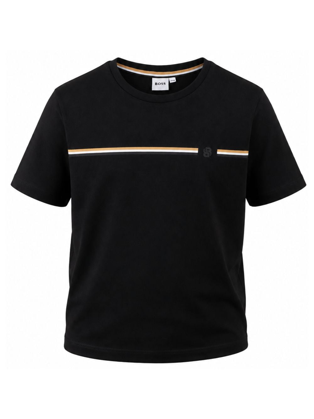 T-shirt per bambino Boss Kids nera con motivo a righe orizzontali J53412 09B BOSS KIDS