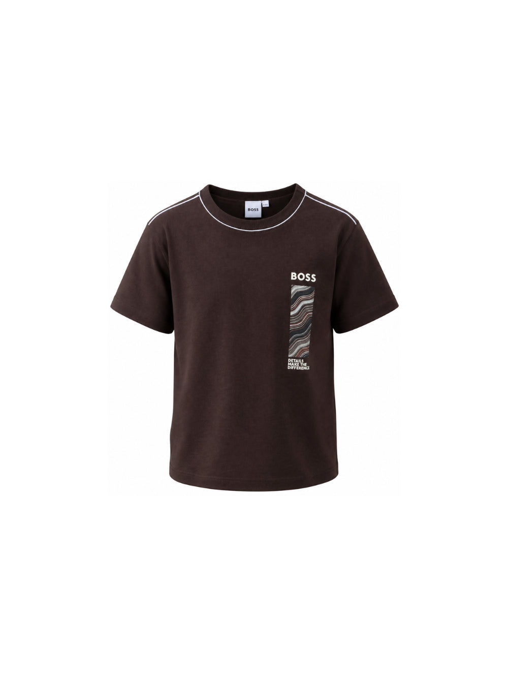 T-shirt per bambino Boss Kids marrone con stampa con logo sul davanti J53413 343 BOSS KIDS