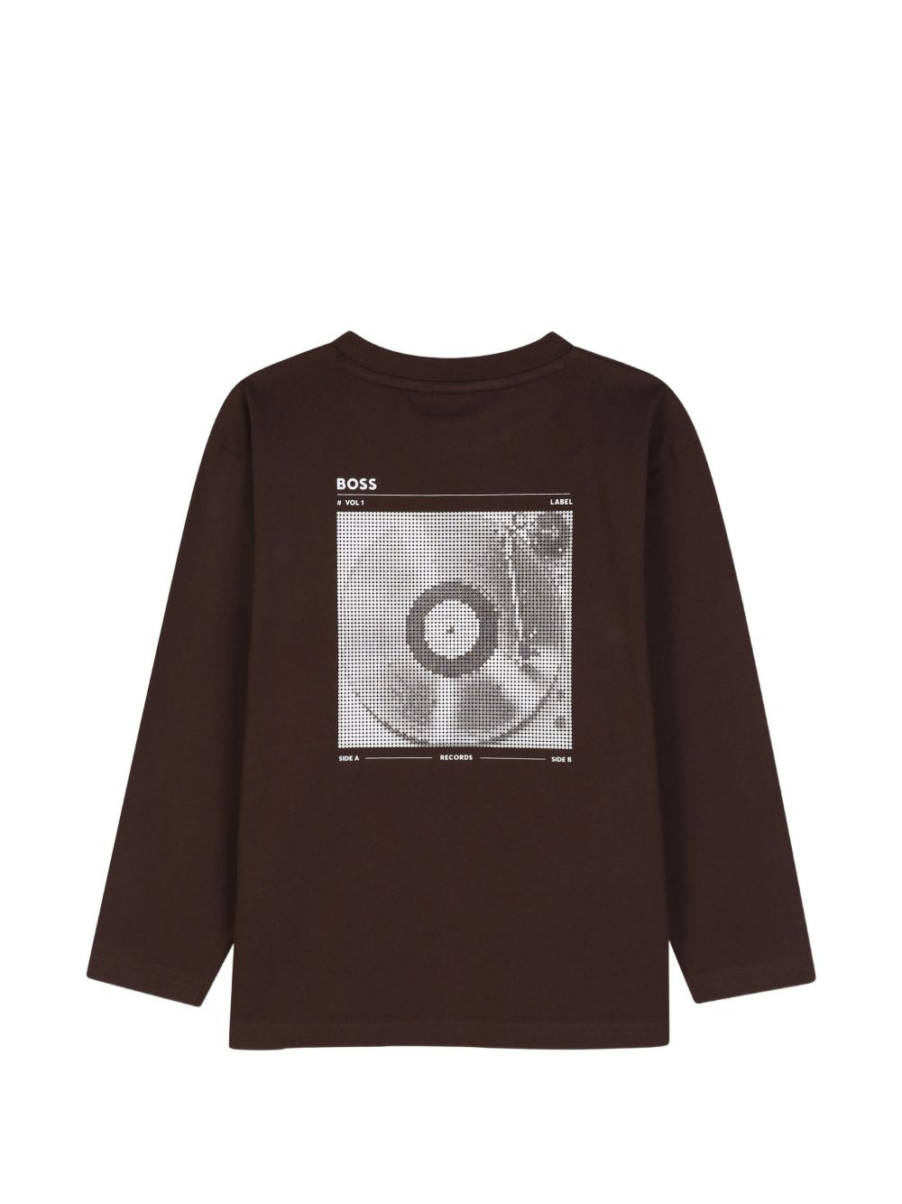 T-shirt per bambino Boss Kids marrone con stampa grafica sul retro J53415 343 BOSS KIDS
