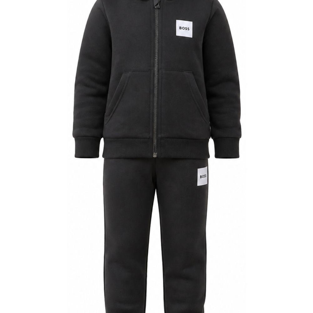 Tuta sportiva per bambino Boss Kids nera con logo sul davanti J53442 09B BOSS KIDS