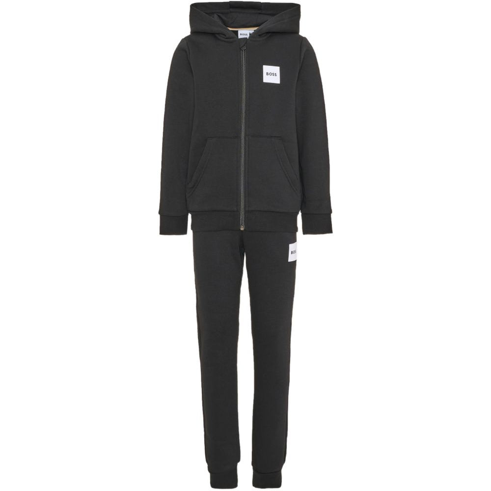 Tuta sportiva per bambino Boss Kids nera con logo sul davanti J53442 09B BOSS KIDS