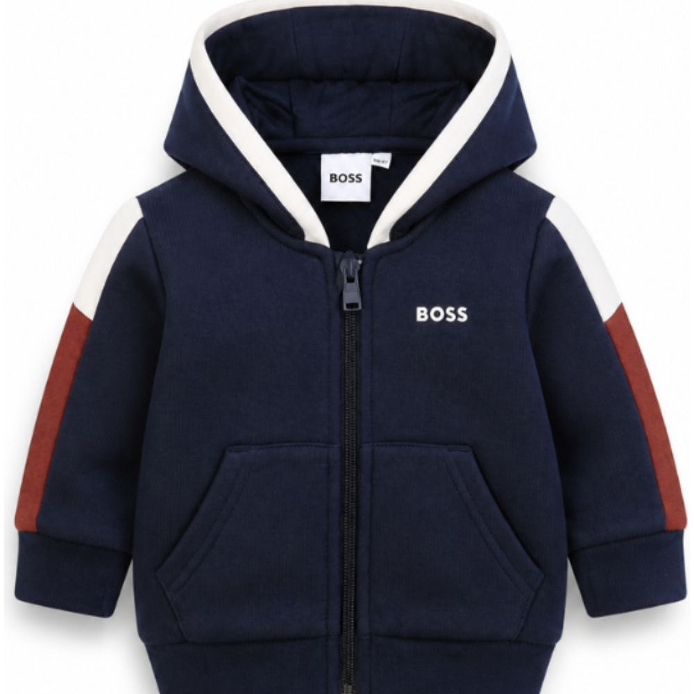 Felpa per neonato Boss Kids blu con stampa con logo sul petto J53480 849 BOSS KIDS