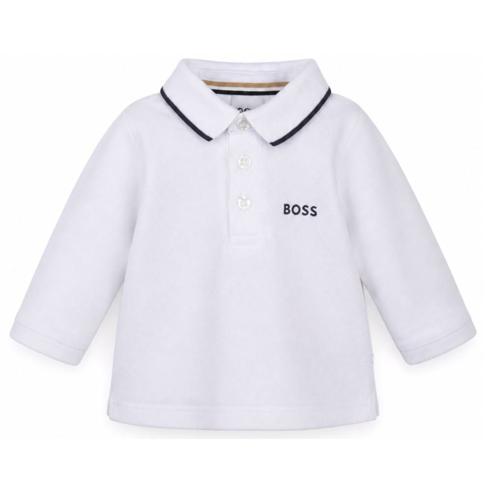 T-shirt per neonato Boss Kids bianca con colletto stile polo J53481 10P BOSS KIDS