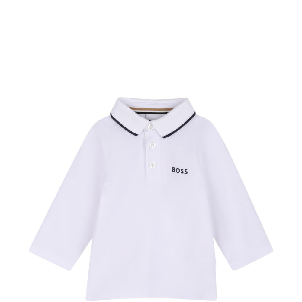 T-shirt per neonato Boss Kids bianca con colletto stile polo J53481 10P BOSS KIDS