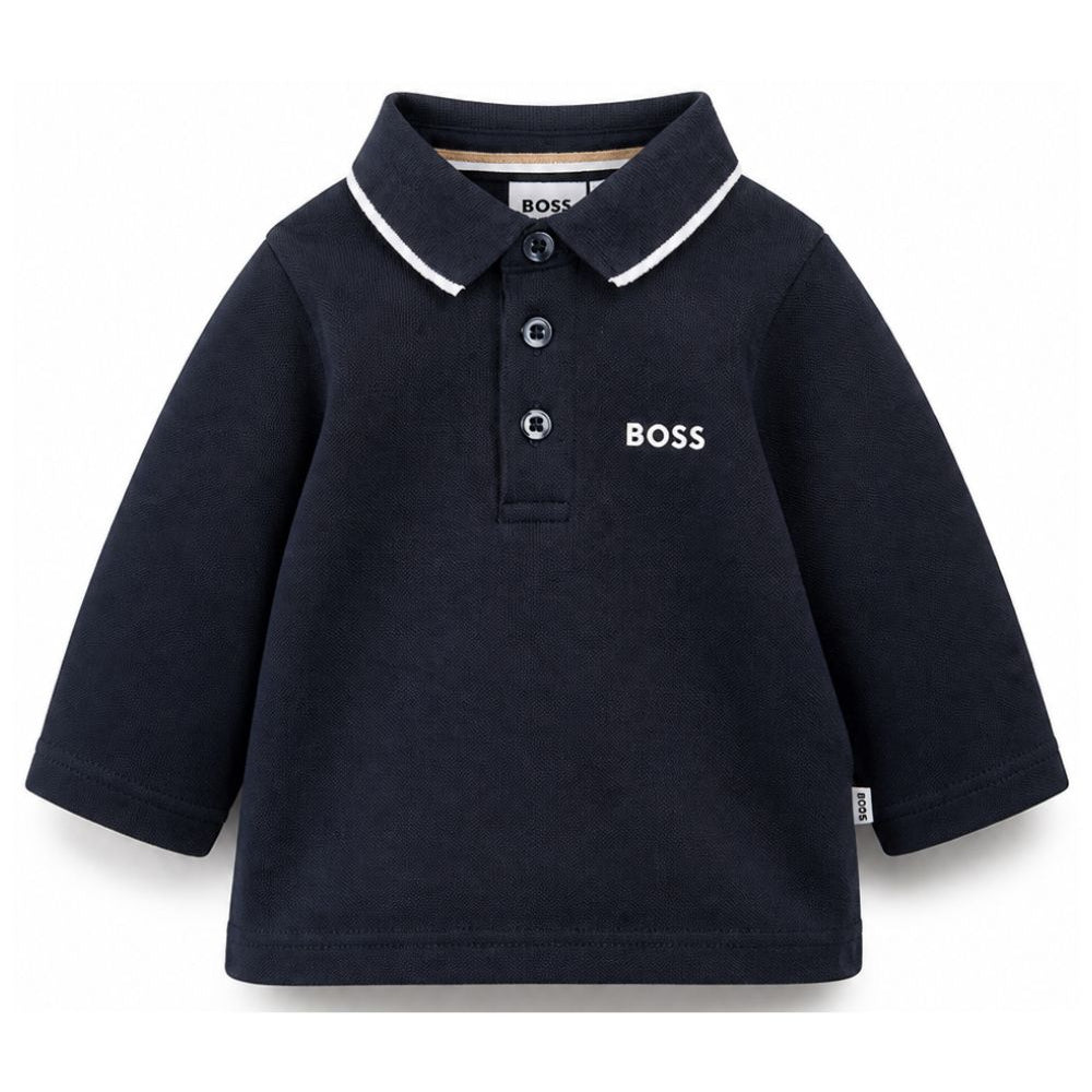 T-shirt per neonato Boss Kids blu con colletto stile polo J53481 849 BOSS KIDS
