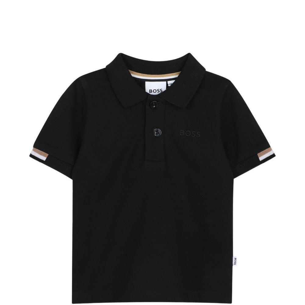 T-shirt per neonato Boss Kids nera con colletto stile polo J53484 09B BOSS KIDS