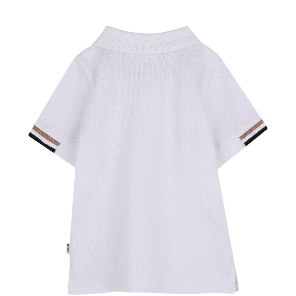 T-shirt per neonato Boss Kids bianca con colletto stile polo J53484 10P BOSS KIDS