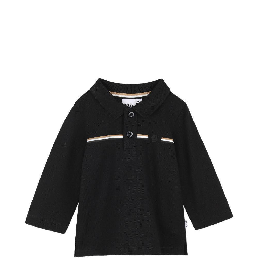 T-shirt per neonato Boss Kids nera con motivo a righe orizzontali J53485 09B BOSS KIDS