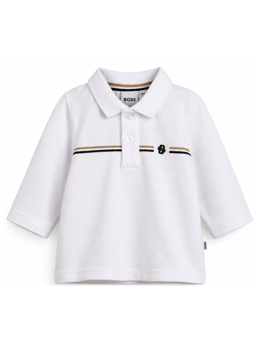 T-shirt per neonato Boss Kids bianca con motivo a righe orizzontali J53485 10P BOSS KIDS