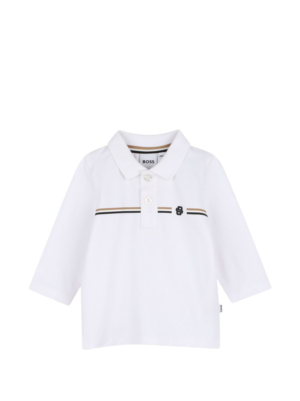 T-shirt per neonato Boss Kids bianca con motivo a righe orizzontali J53485 10P BOSS KIDS