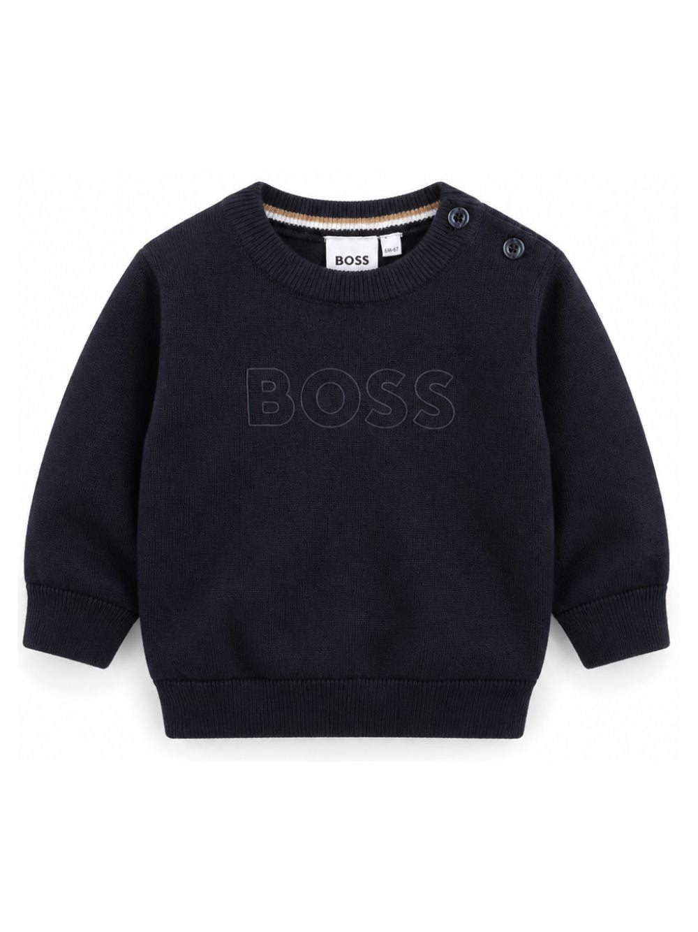 Maglione per neonato Boss Kids blu con logo ricamato sul davanti J53488 849 BOSS KIDS