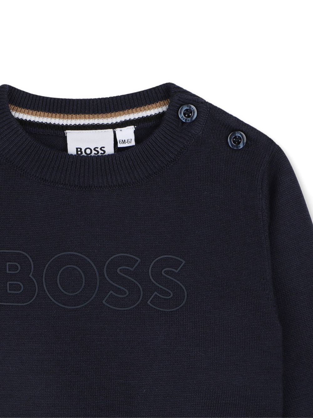 Maglione per neonato Boss Kids blu con logo ricamato sul davanti J53488 849 BOSS KIDS
