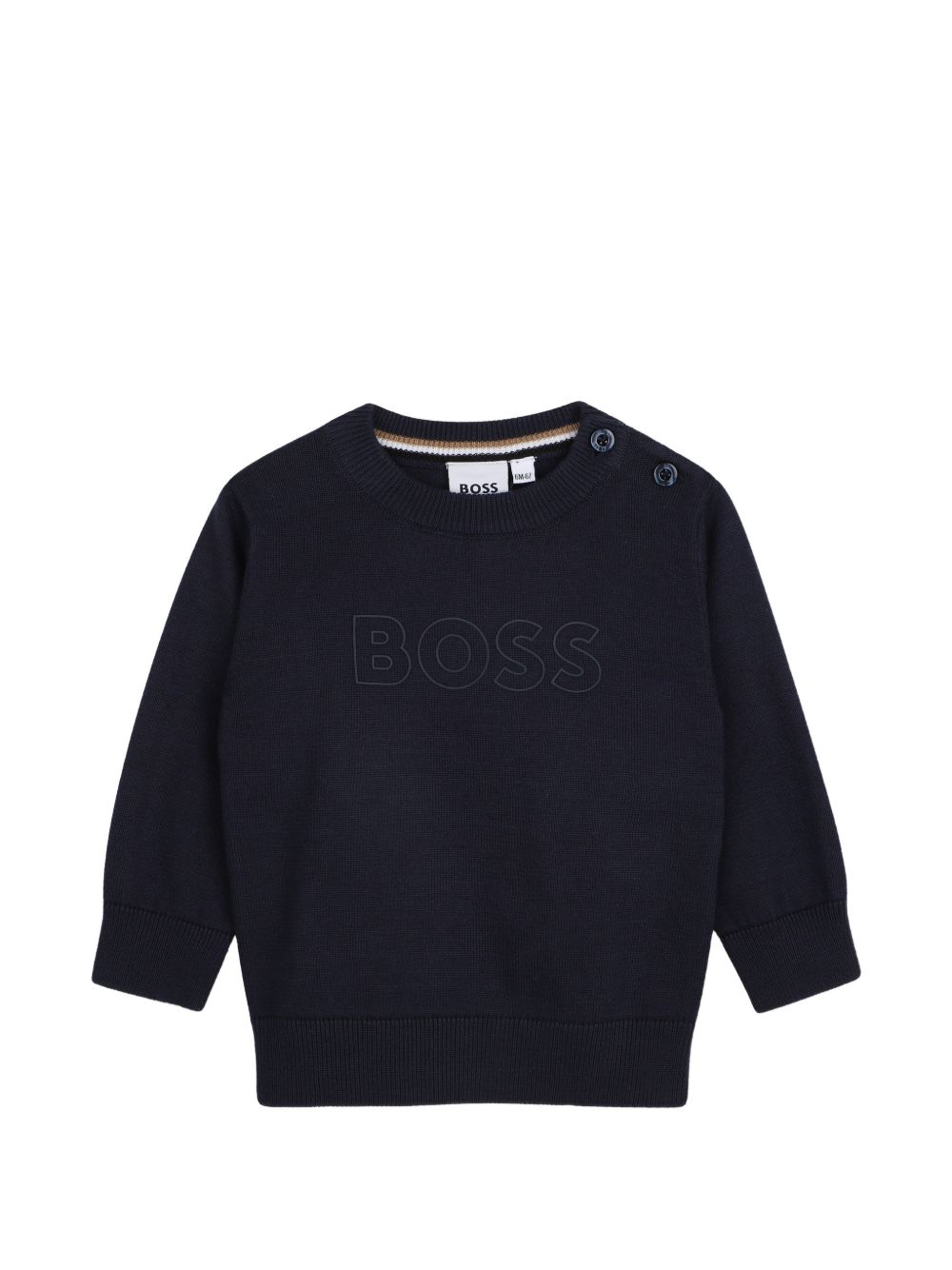 Maglione per neonato Boss Kids blu con logo ricamato sul davanti J53488 849 BOSS KIDS