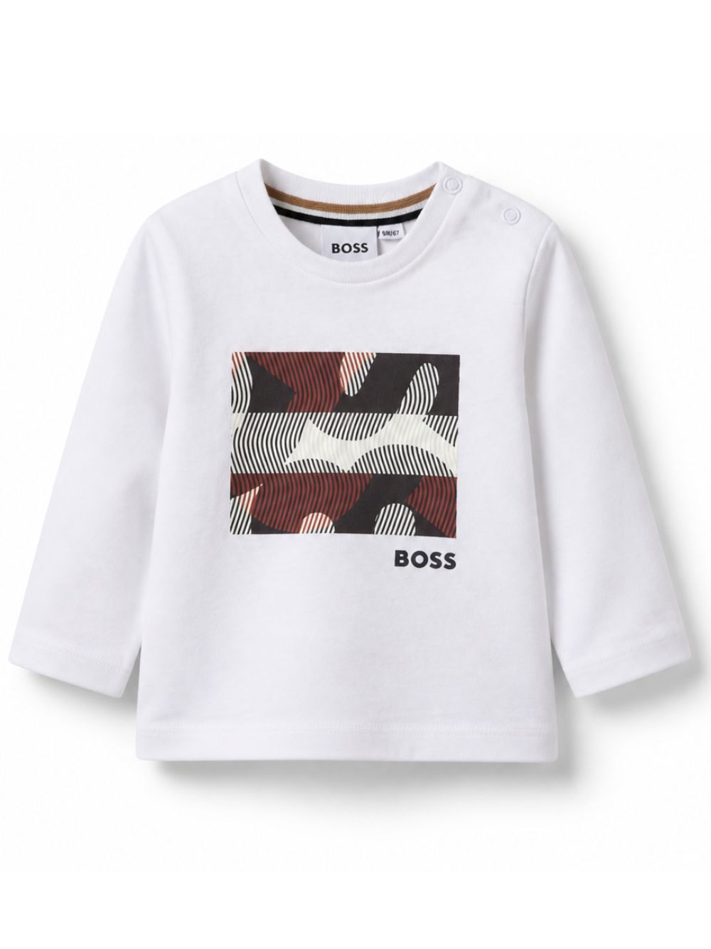 T-shirt per neonato Boss Kids bianca con logo sul davanti J53502 10P BOSS KIDS