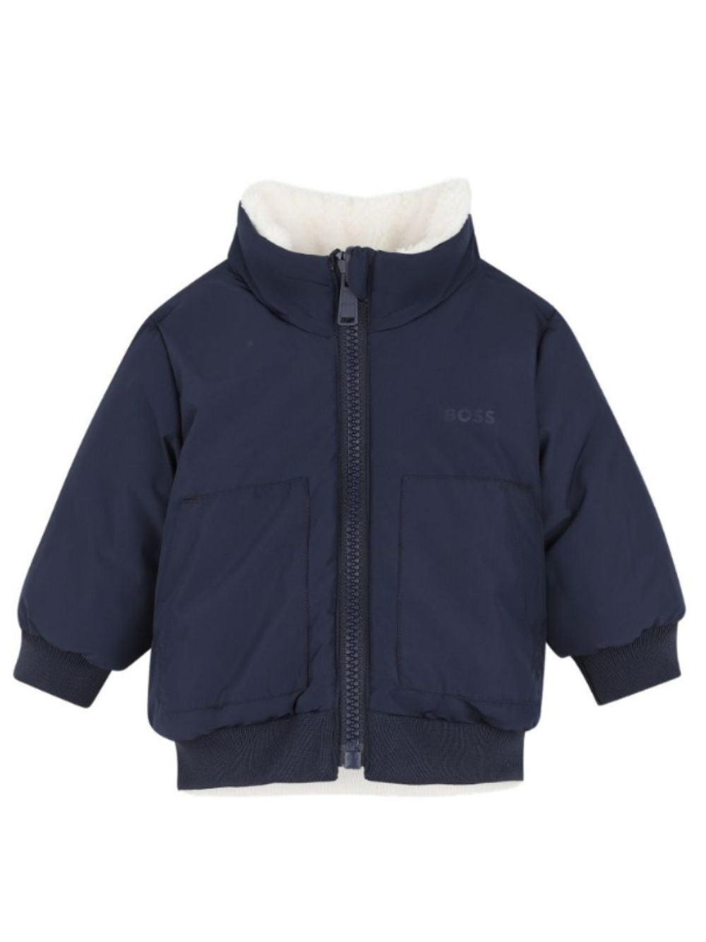 Giubbino per neonato Boss Kids blu con texture teddy J53505 120 BOSS KIDS