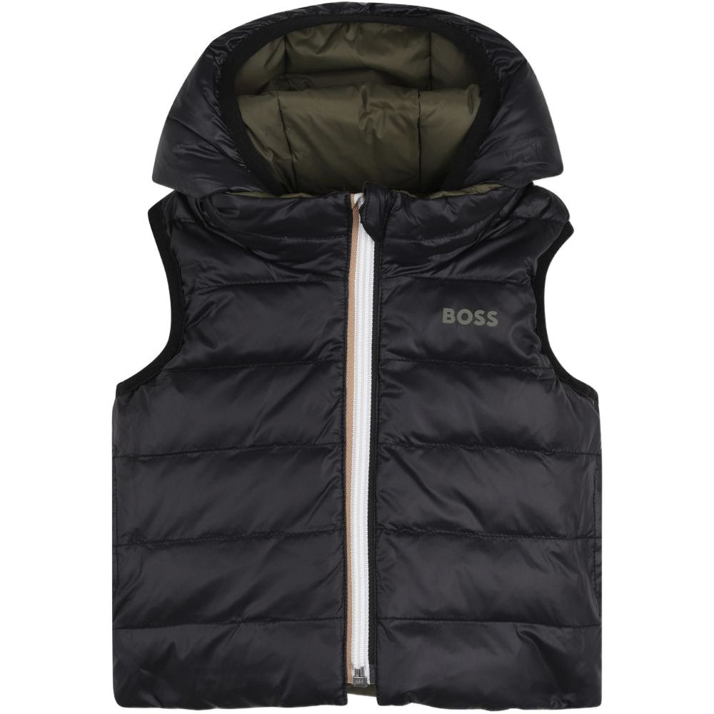 Gilet imbottito per neonato Boss Kids nero reversibile verde J53506 63D BOSS KIDS